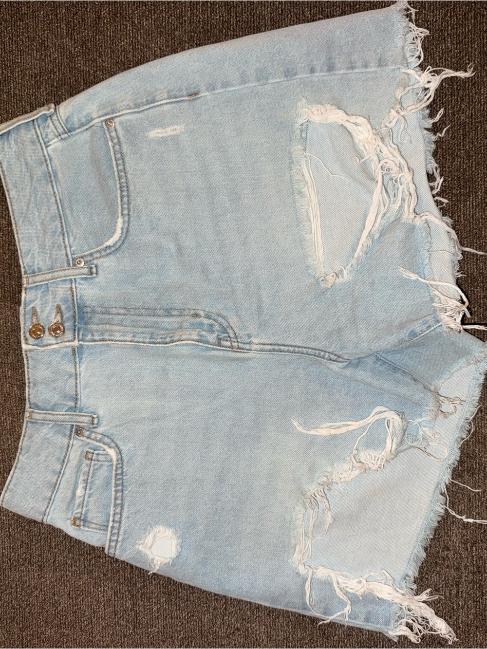 Forever 21 Light Blue Distressed High-Rise Denim Shorts